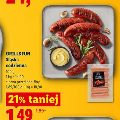 Kiełbasa śląska codzienna GRILL&FUN promocja w Lidl
