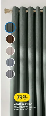 Zasłona Milan zielona wym. 140 x 260 cm promocja w Castorama