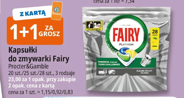 Kapsułki do zmywarki Fairy Platinum 20szt promocja w Leclerc