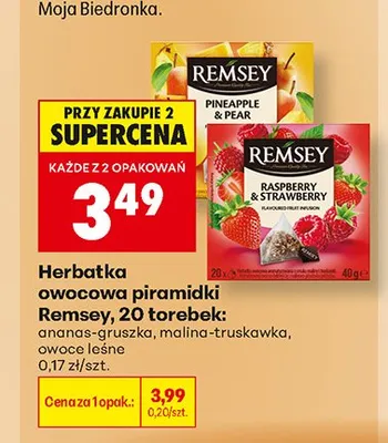 Herbatka owocowa piramidki Remsey owoce leśne promocja w Biedronka