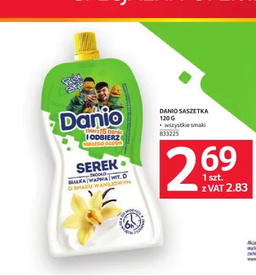 Serek homogenizowany Danio o smaku waniliowym promocja w Selgros