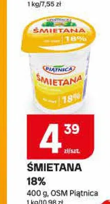 Śmietana Piątnica 18% promocja w Chorten