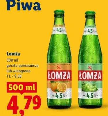Piwo Łomża gorzka pomarańcza lub winogrono promocja w Lidl