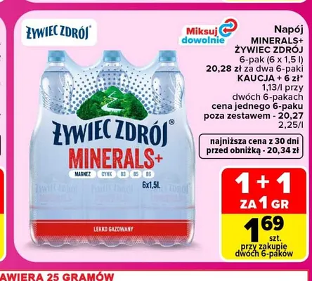 Napój Minerals+ Żywiec Zdrój 6-pak promocja w Carrefour Market