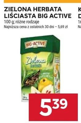 Zielona herbata liściasta Big Active promocja w Stokrotka