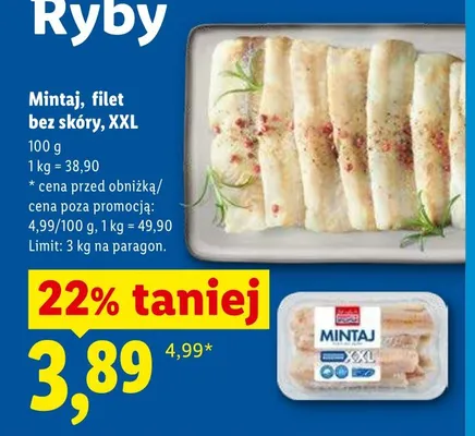 Mintaj filet bez skóry XXL promocja w Lidl