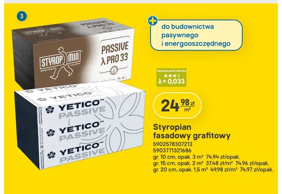 Styropian fasadowy grafitowy Yetico Passive gr. 10 cm promocja w Castorama