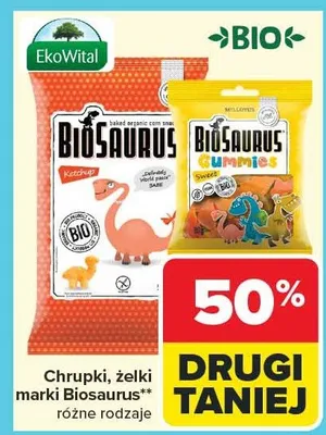 Chrupki, żelki marki Biosaurus promocja w Carrefour