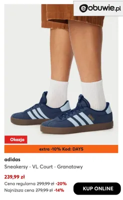 Sneakersy VL Court granatowy adidas promocja w eobuwie.pl
