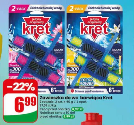 Zawieszka do WC barwiąca Kret Lemon Harmony 2-pak 40 g promocja w Dino