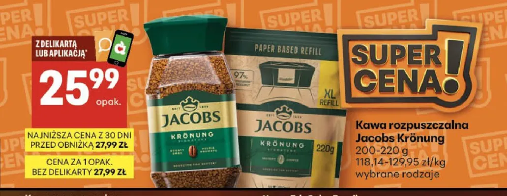 Kawa rozpuszczalna Jacobs Krönung promocja w Delikatesy Centrum