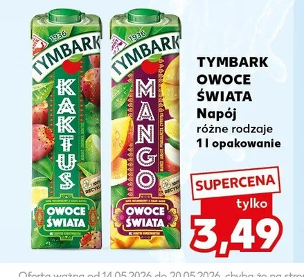 Napój Tymbark Owoce Świata Kaktus 1l promocja w Kaufland