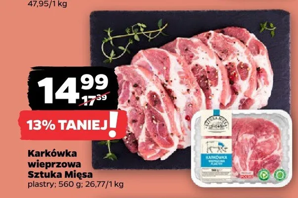 Karkówka wieprzowa Sztuka Mięsa plastry promocja w Netto