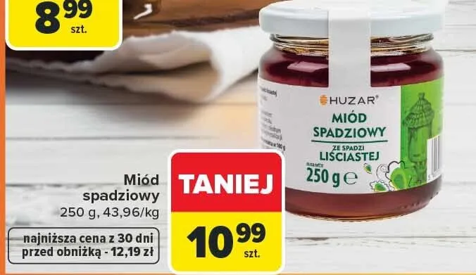 Miód spadziowy Huzar promocja w Carrefour