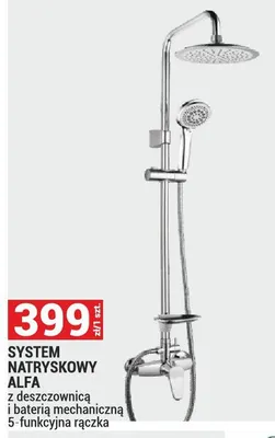 System natryskowy ALFA z deszczownicą i baterią mechaniczną 5-funkcyjna ręczka promocja w Merkury Market