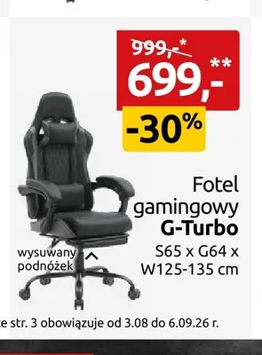 Fotel gamingowy G-Turbo promocja w Black Red White