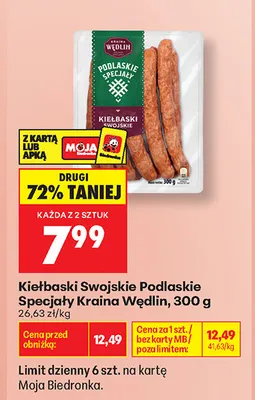 Kiełbaski swojskie Podlaskie Specjały Kraina Wędlin promocja w Biedronka