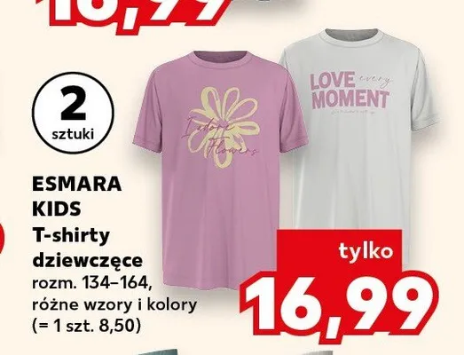 T-shirty dziewczęce Esmara Kids 2-pak promocja w Kaufland