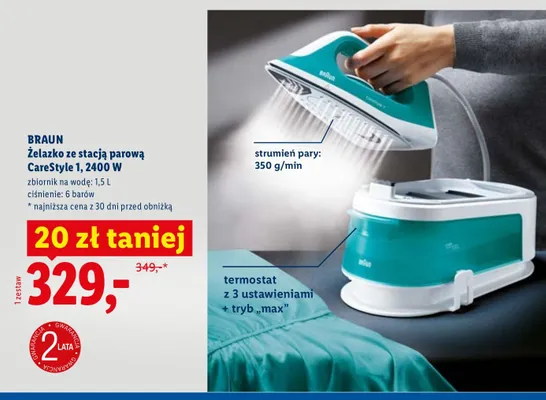 Żelazko ze stacją parową CareStyle 1, 2400W promocja w Lidl