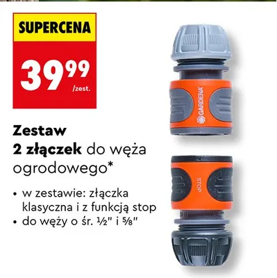 Zestaw 2 złączek do węża ogrodowego promocja w Biedronka