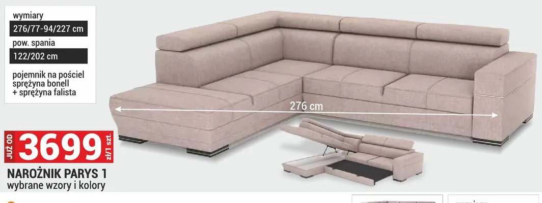 Narożnik Parys 1 wybrane wzory i kolory promocja w Merkury Market