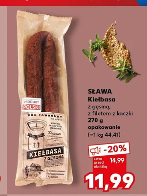 Kiełbasa z filetem z kaczki Sława promocja w Kaufland