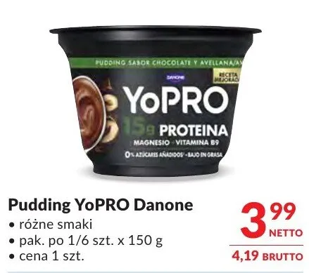 Pudding YoPRO Danone różne smaki promocja w Makro