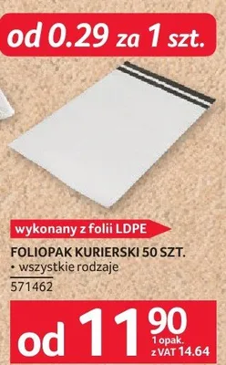 Foliopak kurierski 50 szt. wykonany z folii LDPE promocja w Selgros