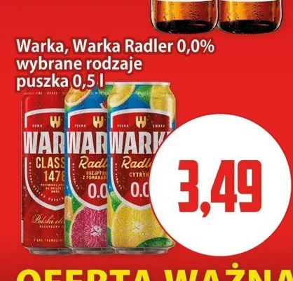 Piwo bezalkoholowe Warka Radler Grejpfrut z Pomarańczą promocja w Kupiec