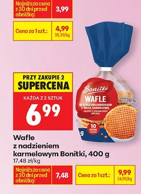 Wafle z nadzieniem karmelowym promocja w Biedronka