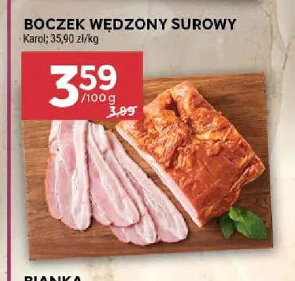 Boczek wędzony surowy Karol promocja w Stokrotka