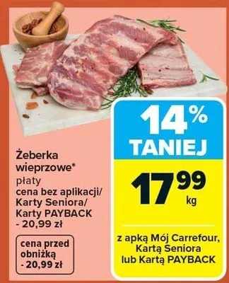 Żeberka wieprzowe płaty promocja w Carrefour Market
