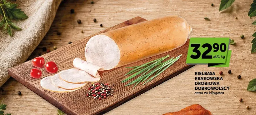 Kiełbasa krakowska drobiowa Dobrowolscy promocja w Groszek