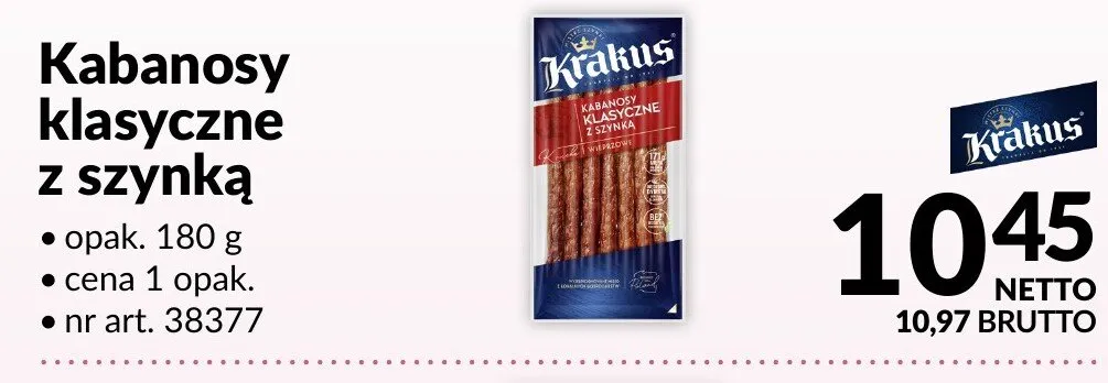 Kabanosy klasyczne z szynką Krakus promocja w Makro