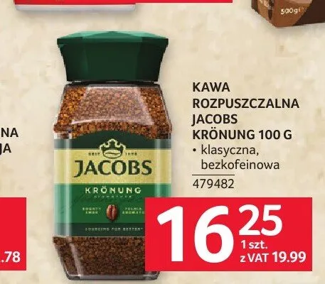 Kawa rozpuszczalna Jacobs Krönung klasyczna promocja w Selgros
