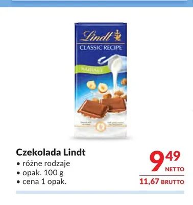 Czekolada Lindt Classic Recipe promocja w Makro