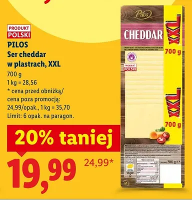 Ser cheddar w plastrach, XXL promocja w Lidl