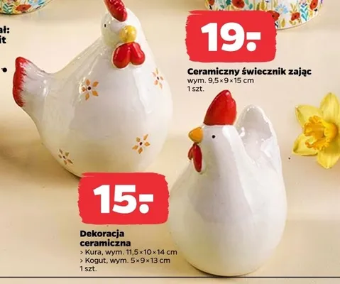 Dekoracja ceramiczna kura lub kogut promocja w Netto