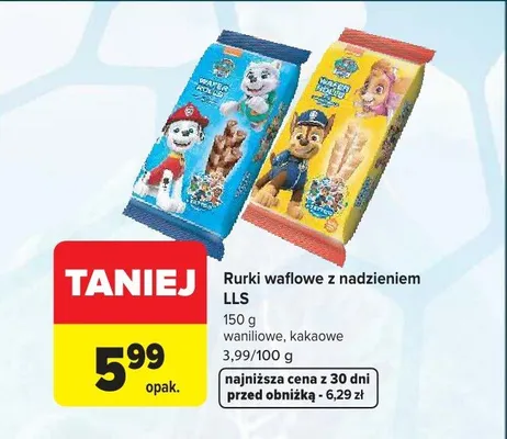 Rurki waflowe z nadzieniem waniliowe LLS promocja w Carrefour Market