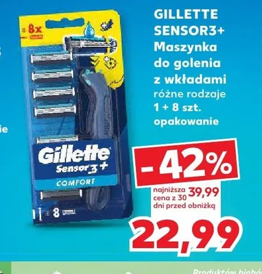 Maszynka do golenia z wkładami Gillette Sensor3+ 9-pak promocja w Kaufland
