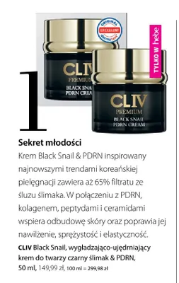 Wygładzająco-ujędrniający krem do twarzy czarny ślimak & PDRN CLIV Black Snail promocja w Hebe