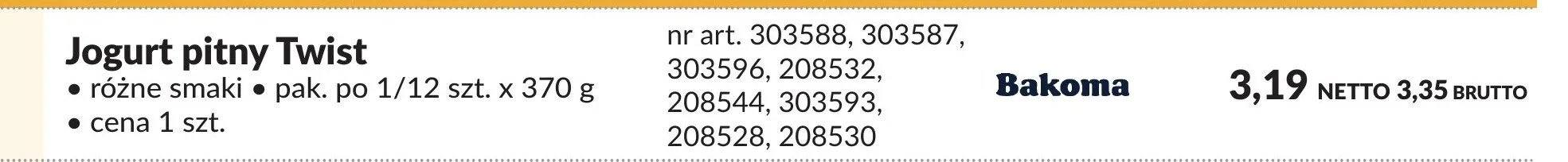 Jogurt pitny Twist różne smaki Bakoma promocja w Makro