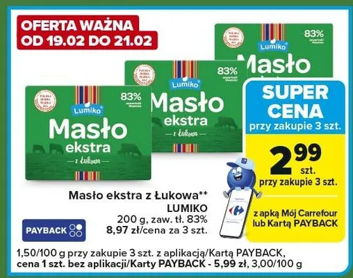 Masło ekstra z Łukowa promocja w Carrefour Express