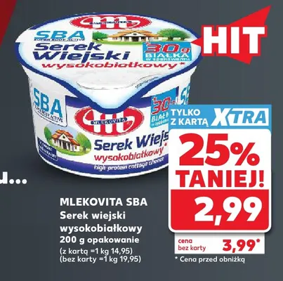 Serek wiejski wysokobiałkowy Mlekovita SBA promocja w Kaufland
