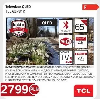 Telewizor QLED TCL 65P81K promocja w kakto.pl