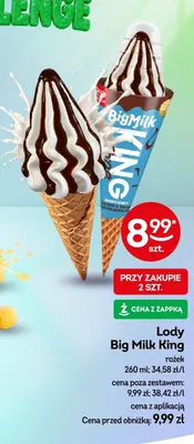 Lody Big Milk King rożek promocja w Żabka