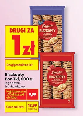 Biszkopty truskawkowe DRUGIE ZA 1 ZŁ promocja w Biedronka