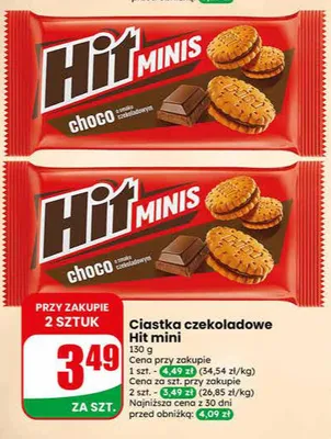 Ciastka czekoladowe Hit mini choco promocja w Dino