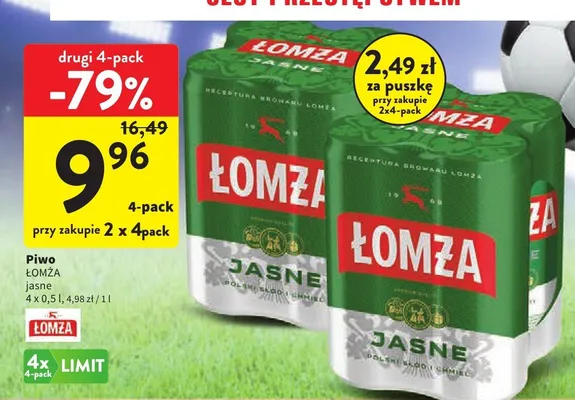 Piwo Łomża Jasne 4-pak 500 ml promocja w Intermarche