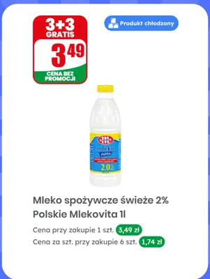 Mleko spożywcze świeże 2% Polskie Mlekovita promocja w Dino